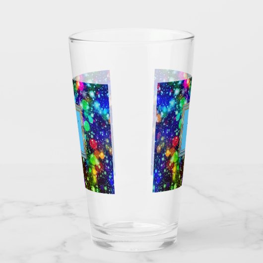 Moderne stille monogram patronen Winter Party Glas (Links)