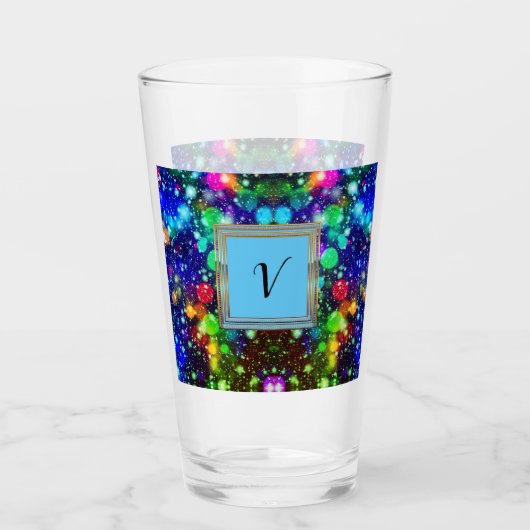 Moderne stille monogram patronen Winter Party Glas (Voorkant)