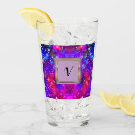 Moderne stille monogram patronen Winter Party Glas