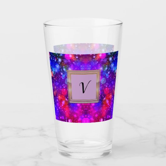Moderne stille monogram patronen Winter Party Glas (Voorkant)