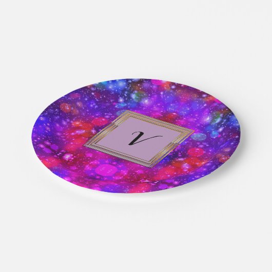 Moderne stille monogram patronen Winter Party Papieren Bordje (Gekanteld)