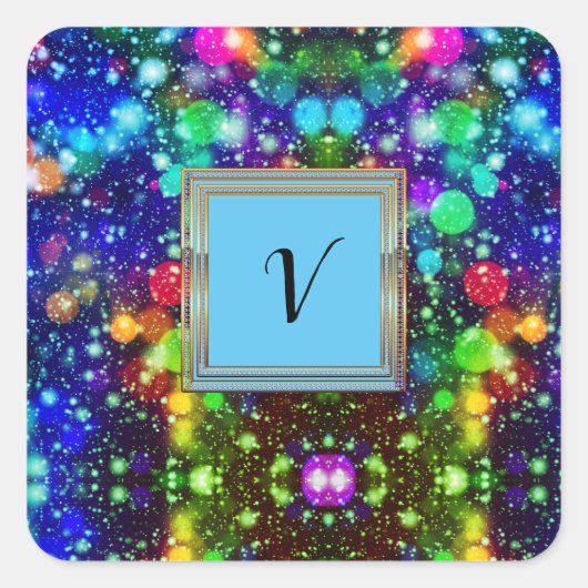 Moderne stille monogram patronen Winter Party Vierkante Sticker (Voorkant)