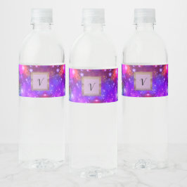 Moderne stille monogram patronen Winter Party Waterfles Etiket