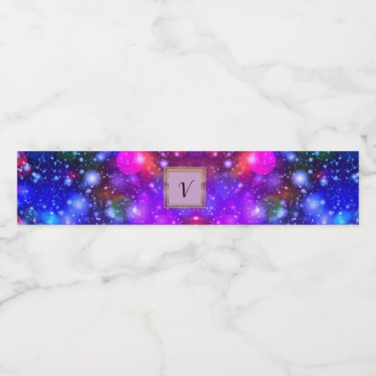 Moderne stille monogram patronen Winter Party Waterfles Etiket (Enkel label)