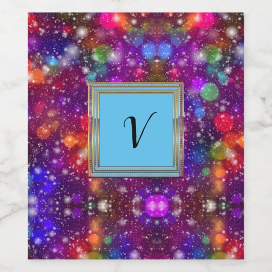 Moderne stille monogram patronen Winter Party Wijn Etiket (Enkel label)