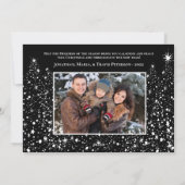 Moderne Stille Nacht Rendier & Bomen Foto Zwart Feestdagenkaart (Achterkant)