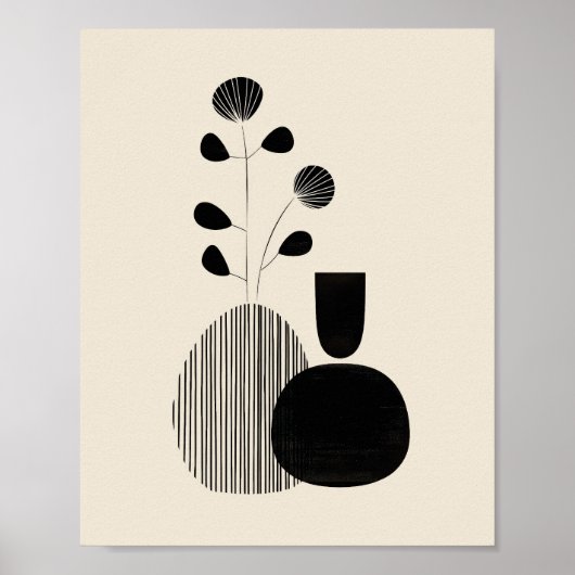 Moderne Stilleven – Minimalistische Botanische Pri Poster (Voorkant)