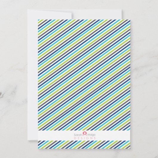 Moderne Sting Ray Navy Blauwe en Groene Uitnodigin Kaart (Achterkant)