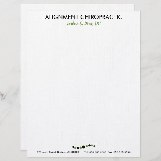 Moderne Stippen Chiropractic Letterhead Persoonlijk Briefhoofd (Voorkant / Achterkant)