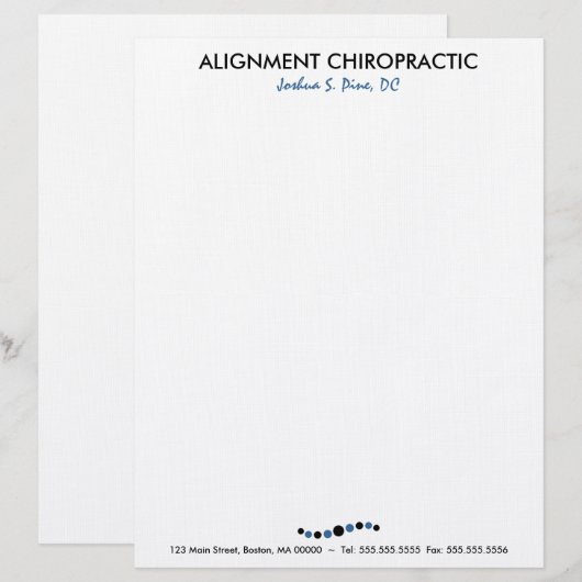 Moderne Stippen Chiropractic Letterhead Persoonlijk Briefhoofd (Voorkant / Achterkant)
