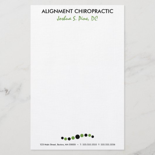 Moderne Stippen Chiropractie Stationery Briefpapier (Voorkant)