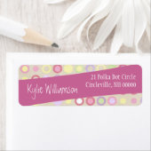 Moderne Stippen en cirkels roze diagonaal lint Etiket (Insitu)