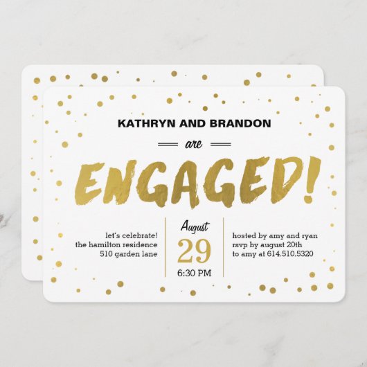 Moderne Stippen Engagement Party of Shower Invitat Kaart (Voorkant / Achterkant)