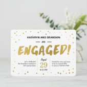 Moderne Stippen Engagement Party of Shower Invitat Kaart (Staand voorkant)