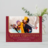 Moderne Stippen Folie Kerst Fotokaart Uitnodiging (Staand Voorkant)