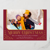 Moderne Stippen Folie Kerstmis Fotokaart Folie Uitnodiging (Voorkant)