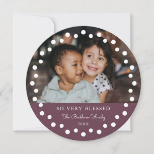 Moderne Stippen Frame Mauve Ornament 2 Foto Feestdagenkaart