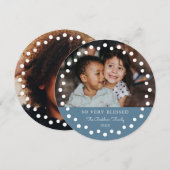 Moderne Stippen Lijst Blauw Ornament 2 Foto Feestdagenkaart (Voorkant / Achterkant)