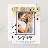 Moderne Stippen met penseelstreken Bewaar de datum Uitnodiging Briefkaart (Voorkant / Achterkant)