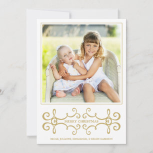 Moderne Stippen met schuifwiel Faux Gold Foil Whit Feestdagenkaart
