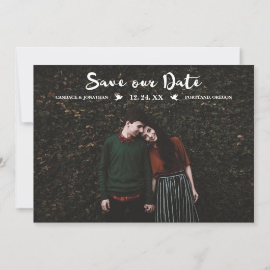 Moderne Stippen Penseel Script Foto De datum opsla Save The Date (Voorkant)