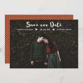 Moderne Stippen Penseel Script Foto De datum opsla Save The Date (Voorkant / Achterkant)
