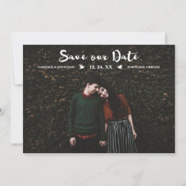 Moderne Stippen Penseel Script Foto De datum opsla Save The Date
