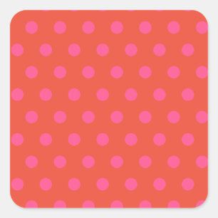 Moderne Stippen Roze en rood Oranje Vierkante Sticker
