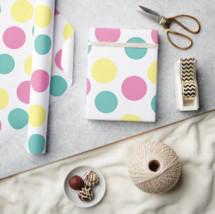 Moderne Stippen Roze Geel Aqua Feest Cadeaupapier