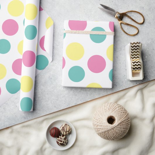 Moderne Stippen Roze Geel Aqua Feest  Cadeaupapier (Crafts)