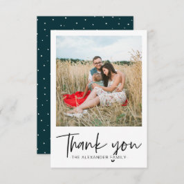 Moderne Stippen Turquoise en Witte Dank U Script F Bedankkaart