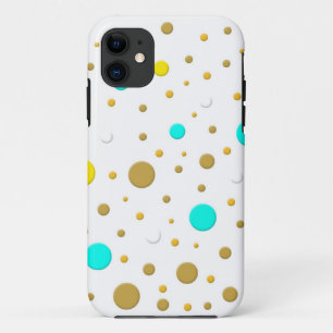 Moderne Stippen Turquoise Geel Wit Goud Fun Design Case-Mate iPhone Case