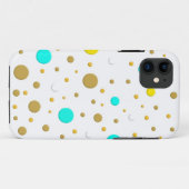 Moderne Stippen Turquoise Geel Wit Goud Fun Design Case-Mate iPhone Case (Achterkant (horizontaal))