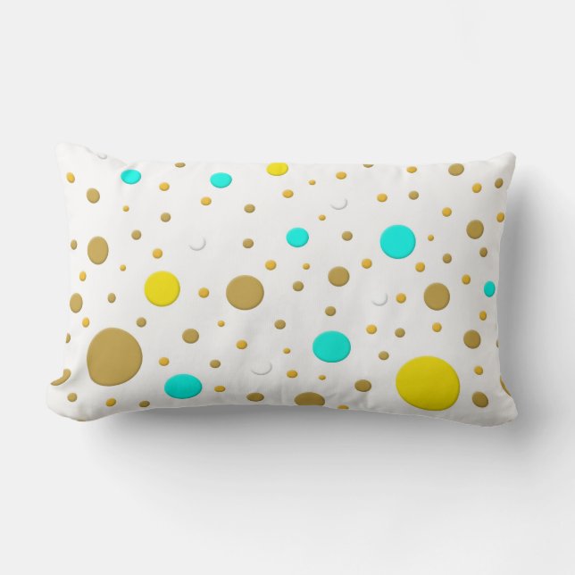 Moderne Stippen Turquoise Geel Wit Goud Fun Design Kussen (Voorkant)