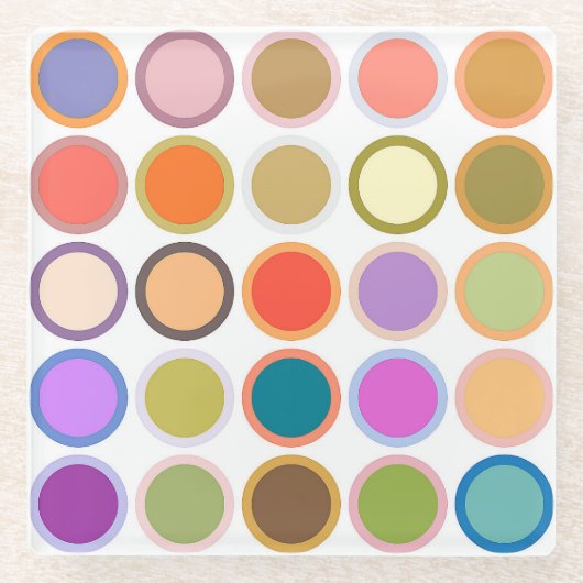 Moderne Stippen uit de middeleeuwen, multi-kleuren Glazen Onderzetter (Voorkant)