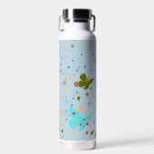 Moderne Stippen & Vlinder Lichtblauw Waterfles (Voorkant)