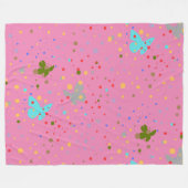 Moderne Stippen & vlinderroze Fleece Deken (Voorkant (Horizontaal))