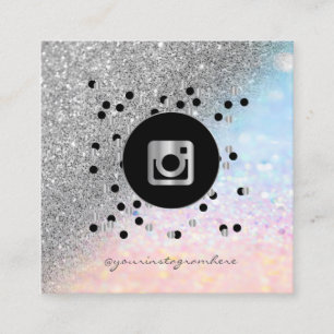 Moderne Stippen Zilver Glitter Bokeh Ombre Instagr Vierkante Visitekaartje