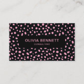 Moderne Stippen Zwart Roze Visitekaartje (Voorkant)