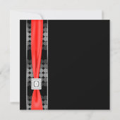 Moderne Stippen Zwart Wit Rood Zwart Trouwen Kaart (Achterkant)