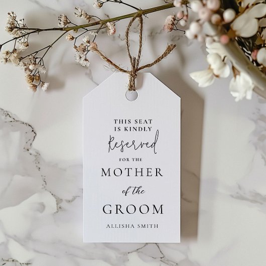 Moderne Stoel Moeder van de Bruidegom Gereserveerd Cadeaulabel