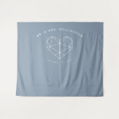 Moderne Stof Blauw Geometrisch Hart Trouw  Wandkleed (Voorkant (horizontaal))