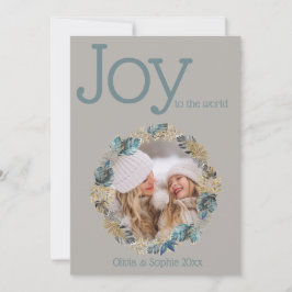 Moderne Stof Blauw Goud Blad Foto Frame