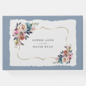 Moderne Stof Blauw Misty Rose Trouw  Gastenboek (Achterkant)