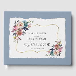 Moderne Stof Blauw Misty Rose Trouw  Gastenboek