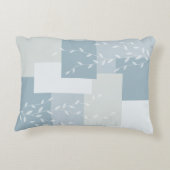 Moderne Stof Blauw Witte Botanische Accent Kussen (Achterkant)