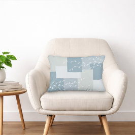 Moderne Stof Blauw Witte Botanische Accent Kussen
