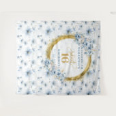 Moderne Stof Blauw Zoete 16 Gouden Glitters Tapijt Wandkleed (Voorkant (horizontaal))