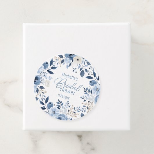 Moderne Stof Blauwe Bloemige Boho Bruidsmeisjes Br Bedankjes Labels (In situ)