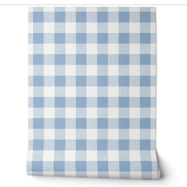 Moderne Stof Blauwe Gingham Ruiten Behang